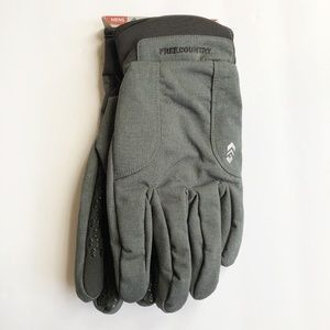 NWT Free Country Mens Soft Shell Gloves Grey
